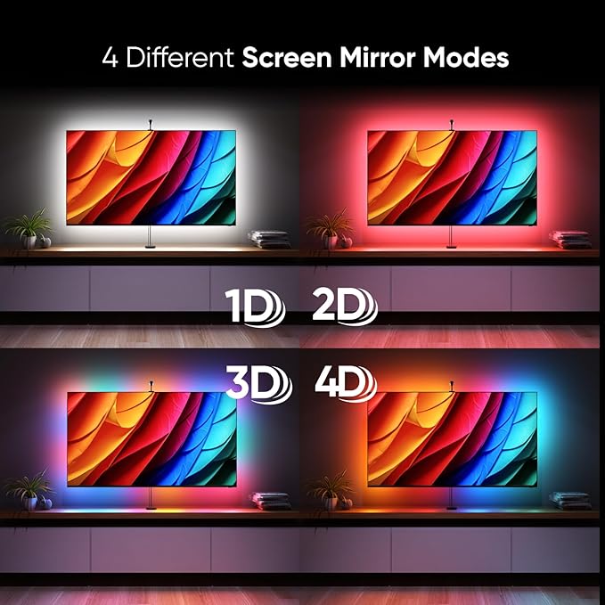Nanoleaf 4D V2 TV LED Backlight, Smart Addressable Gradient Lightstrip Kit with Screen Sync, Multicolor Immersive LED Lightstrip Zigzag, Bias Lighting for Home Theatre & Gaming, Fits Up to 65" TV