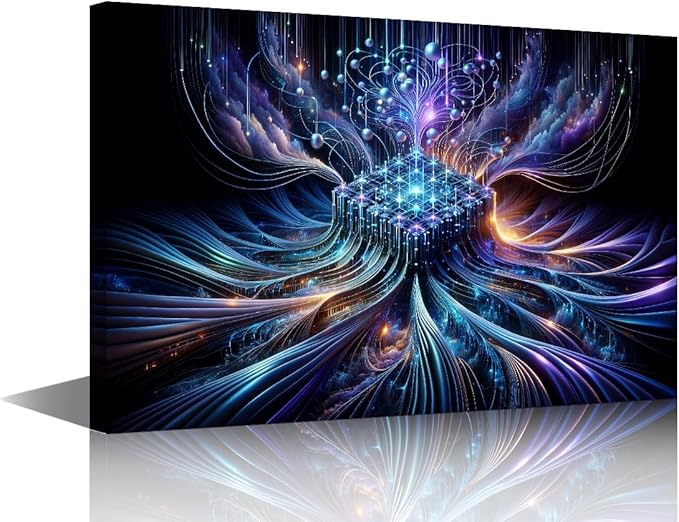 TUMOVO Wall Art Home Decor for Living Room Modern Technology Painting House Decorations CPU Concept Print Artwork Canvas Posters and Prints Home Decor Framed Ready to Hang 16" Wx24 Hx1 Panel
