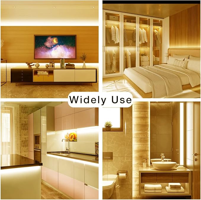 DAYBETTER COB LED Strip, 16.4 ft Warm White LED Strip Lights, Dimmable LED Light Strip 3000K, 24V, 1600LEDs, 2835 Flexible LED Lights for Bedroom, TV, Kitchen Cabinet, Closet
