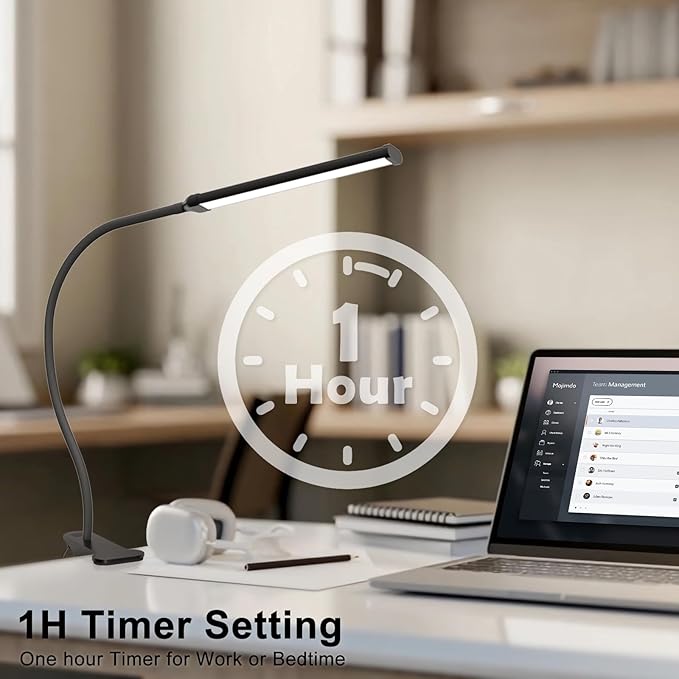 Desk Lamp with Remote, 3 Color & 5 Brightness & 77LED Dimmable Reading Lamp, 15.7'' Flexible Gooseneck Clamp Lamp, Eye-Caring Clip on Light with Adapter for Reading Study Workbench Drafting