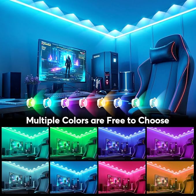 Smart RGB+IC Permanent LED Lights 16.4Ft USB Powered, App/Alexa/Remote Control, Music Sync Indoor Ambient Lighting for Bedroom, Gaming Room, TV Backlight, Home Decor (17 LEDs + Dynamic Effects)