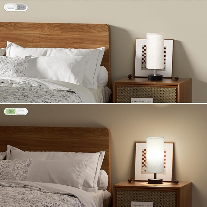 Small Table Lamp with LED Bulb - 3 Color Temperatures for Bedroom, Nightstand, Minimalist Night Stands, Desk, Kids, Living Room, Office, Dorm