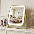 Vanity Mirror with Lights, 1500mAH, 10"×9" Makeup Mirror with Lights, Smart Touch with 3-Color Lighting, 360° Rotation, Portable LED Desk Mirror, Bedroom (Gold)