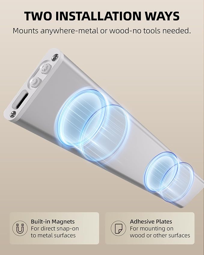 6-Pack Under Cabinet Lighting Wireless, LED Motion Sensor Light Indoor, Rechargeable Closet Lights Battery Operated, Dimmable & 3 Color Temps, Under Counter Lights for Kitchen, Stairs(14inch)
