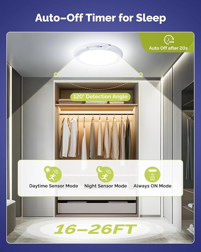 4PCS Updated Faster Charging Rechargeable Ceiling Light with Remote, 7.48" Rechargeable Shower Light Waterproof, Wireless Motion Sensor Ceiling Lights 3000K/4500K/6500K Dimmable for Closet
