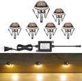 6 Pack LED Stair Lights Kit Low Voltage Waterproof IP65 Outdoor 1-2/5" Recessed Wood LED Deck Lighting Yard Garden Patio Step Landscape Pathway Decor Lamps,Warm White