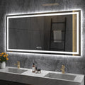 Amorho LED Bathroom Mirror, 60" X32" with Front and Backlight, Stepless Dimmable Wall Mirrors with Anti-Fog, Shatter-Proof, Memory, 3 Colors, Double LED Vanity Mirror