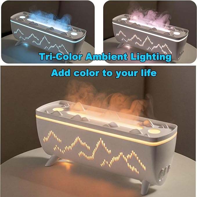 Flame Fire Diffuser Humidifier, 3 Colors Changing Oil Diffuser,Flame 2 Mist Modes, Ultra-Quiet Aroma Essential Oils Aromatherapy Diffusers for Bedroom, Office