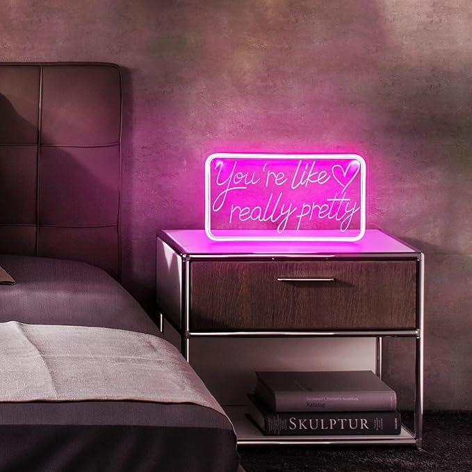 You are Like Really Pretty LED Neon Sign for Wall Decor USB Adjustable Brightness Living Room Bars Barbers Pub Wedding Party SalonHalloween Christmas Birthday Art Wall Decor