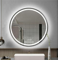 Wall-Mounted Round Bathroom Mirror with LED-Lights - Frame Vanity Mirrors (24" x 24", Black)