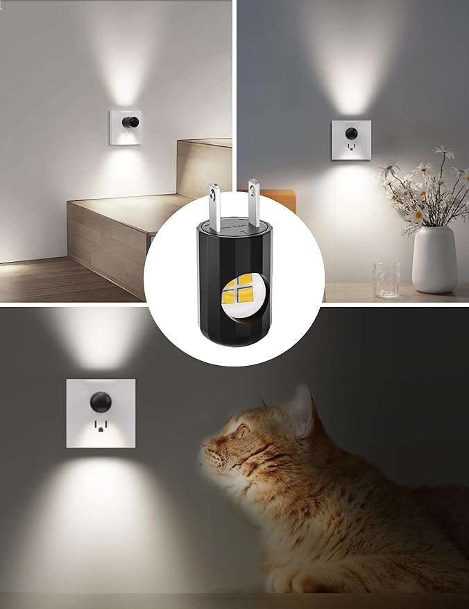 Plug-in LED Night Lights,Automatic Night Lights Plug into Wall,Dusk to Dawn Sensor 4000K,Bathroom, Hallway, Bedroom,Kitchen, Stairways, Non-Dimmable,6 Pack
