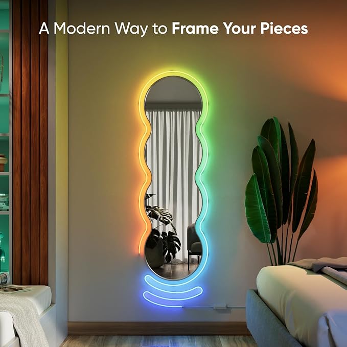 Nanoleaf Essentials LED Rope Light, Smart Neon Rope Light Works with Matter, Alexa, Apple & Google Home, DIY Lightstrip for Wall, Multicolor Lightstrips with Music Sync for Bedroom, 16.4ft