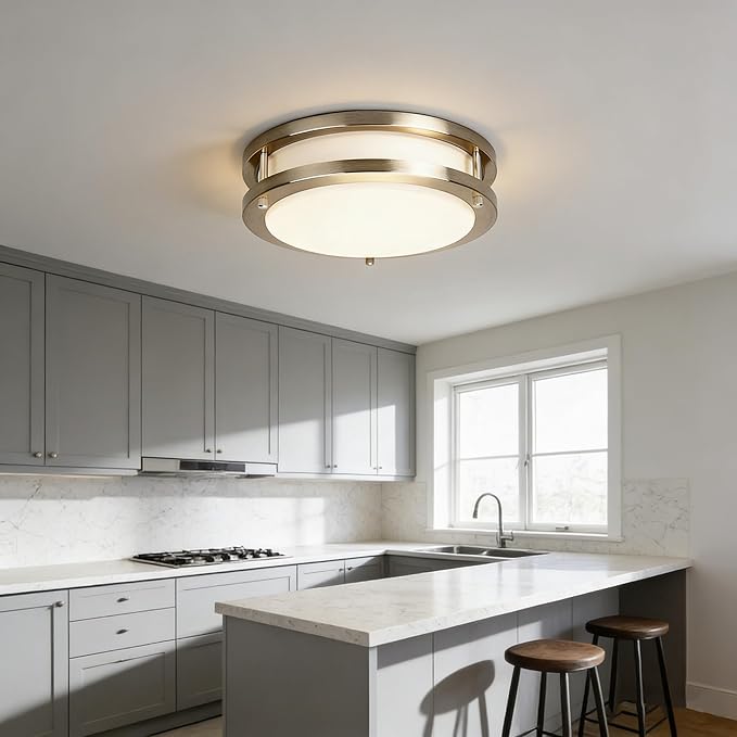 Drosbey 42W Dimmable LED Ceiling Light Fixture, Kitchen Light Fixtures, Flush Mount Ceiling Lights for Bedroom, Bathroom, 3000K/4000K/5000K Selectable, Super Bright 42000LM, UL Listed