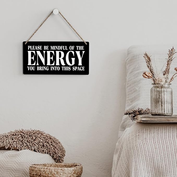 Black Spiritual Meditation Room Decor - Inspirational Spa Wall Decor Wood Plaque Sign - Positive Affirmations Hanging Door Sign for Home Office Yoga