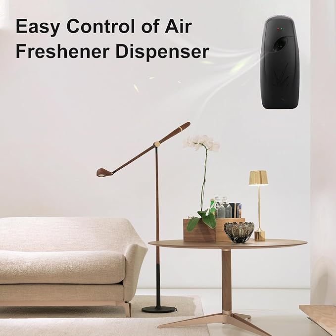 Automatic Wall Mount/Free Standing Air Freshener Dispenser Auto Fragrance Dispenser Programmable Aerosol Spray Perfume Dispenser for Hotel, Bathroom, Office, Commercial Place (Black)