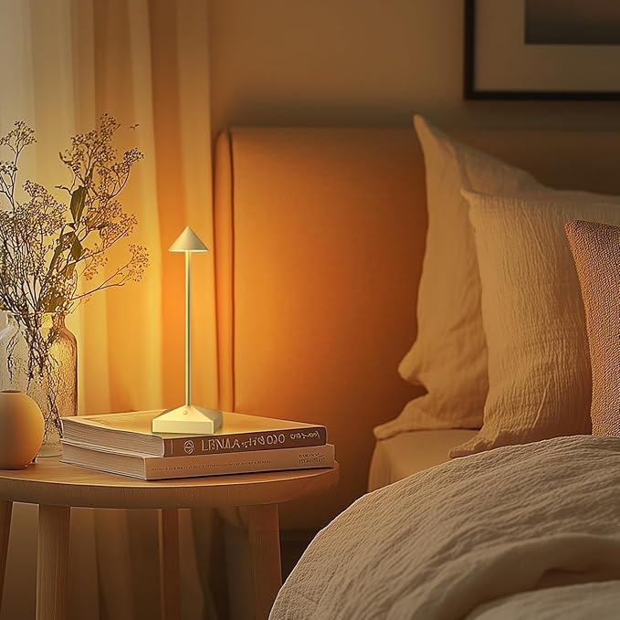 3 Pack 8.26in Gold Small Cordless Table Lamps Rechargeable, Battery Operated Mini Lamp, Small Lamp Touch Portable Table Lights, LED Night Light for Bedside/Dining/Bar/Outdoor (Gold-A)