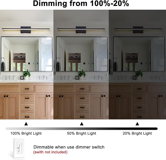 LED Modern Bathroom Vanity Light Dimmable 5CCT Bathroom Light Fixture Over Mirror, Black Bar Vanity Light for Bathroom Mirror Restroom(31.5 inch, 24W)