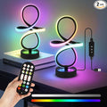Modern RGB Table Lamps, Multicolor Changing Spiral Bedside Lamp with Remote&APP, Cool Table Lamp, Dimmable LED Nightstand Lamp with Music Rhythm Modes for Bedroom, Living Room, Black(2 Pack)