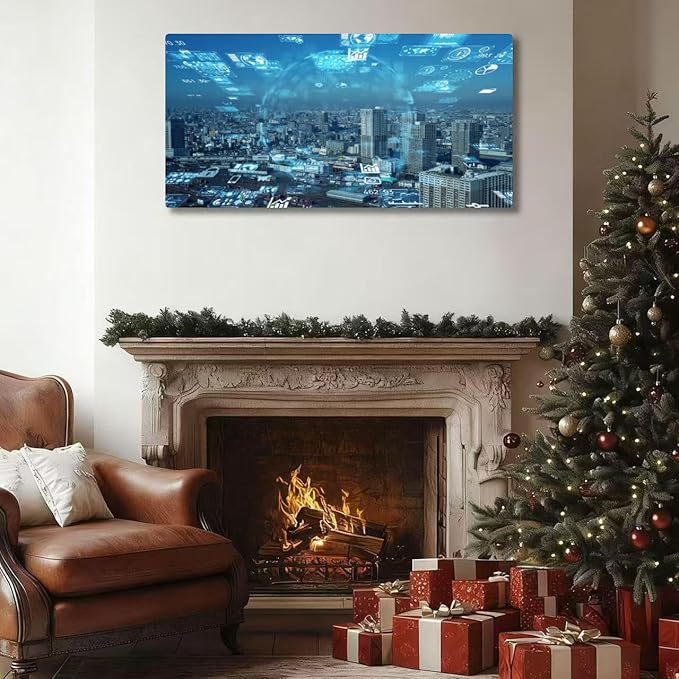 Wibinuki Wall Art Wall Decor Wall Paintings Smart city and communicion network G. IoT (Internet of Things). for Living Room Bedroom Bathroom Home Decor Can Be Hung Directly 20"x 40"