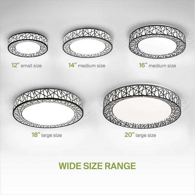 ASD 18 Inch LED Flush Mount Ceiling Light Fixture for Bedroom, 35W 1992LM 5CCT 2700K-5000K, Triac Dimmable Lights, Dining, Living Room, Kitchen Lamps, Modern Home Lighting Fixtures, Black, ETL, 4 Pack