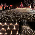 LED Net Mesh String Fairy Light Warm White, 9.8ft x 6.6ft 204 LEDs 8 Modes, LED Indoor Outdoor String Lights Waterproof Wedding Party Garden Room Christmas Holiday Decorative Light