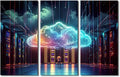 TUMOVO 3 Panels AI Art for Business and Technology Pictures Print on Canvas for Home Hotel Office Wall Decoration, Artificial Intelligence Artwork Stretched Framed Ready to Hang, 60" Wx40 H