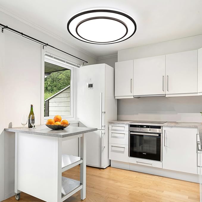 20" LED Flush Mount Ceiling Light Fixture Dimmable, Black Fixture Ceiling Mount 36W,Modern Close to Ceiling Light 5CCT for Living Room,Kitchen,Bedroom