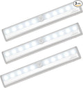 Leadleds 3-Pack Battery Operated 10-LED Motion Sensor Light Bar Stick-on Anywhere Portable Closet Cabinet LED Night Light Wall Light Stairs Light Step Light Bar