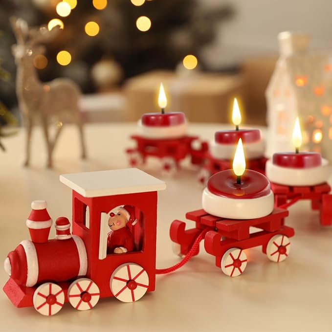 Eywamage Red Flameless Tealights with Remote Batteries, Flickering Real Wax LED Tea Votive Candles Proposal Decor Set of 10