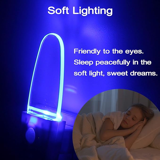 Motion Sensor Night Light 2 Pack, 0.5W Plug in Motion Activated LED Night Lights, Automatic Motion Detector Night Lights for Kids Room, Bedroom, Bathroom, Stair, Toilet, Corridor (Blue)