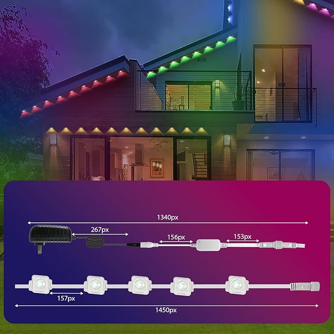 RGBIC LED Wall Lights, Smart Hexagon Panels with Music Sync, App-Controlled for Gaming Room, Home Decor & DIY Setup (50FT, 30 LED)