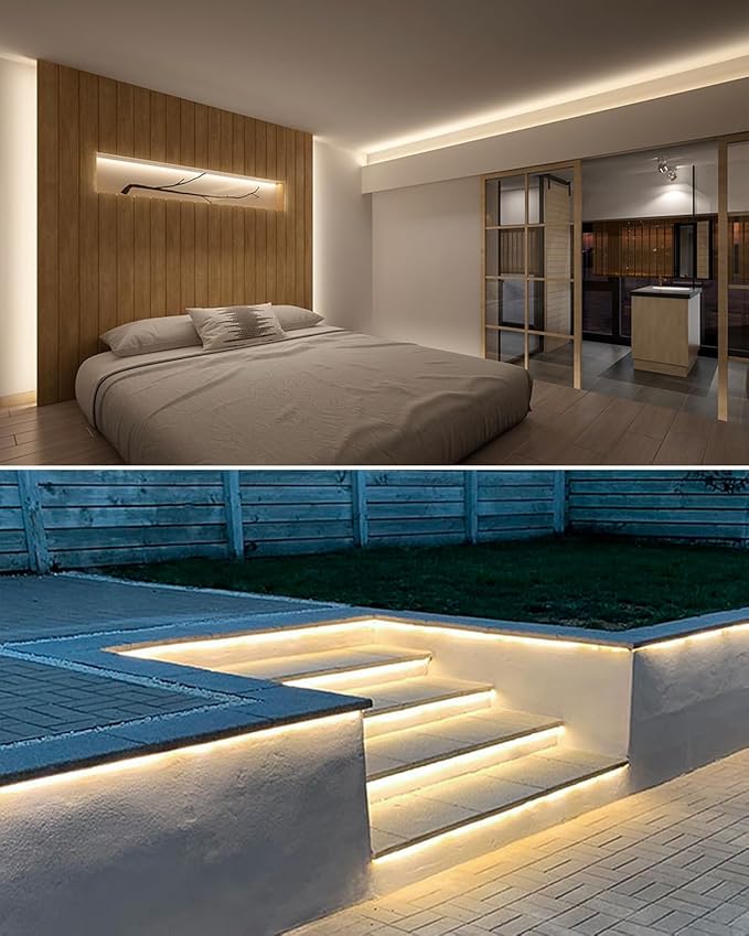 Aclorol 120V COB LED Strip Lights 16.4FT/5M Flexible COB LED Lights 3000K Warm White AC 110V-120V LED Flex Lights Strip Plug in High Density COB LED Rope Light for Outdoor Bedroom Patio Garden Decor