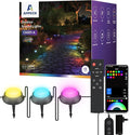 APPECK Outdoor Ground Lights 15 Pack, 32FT RGBW Color Changing Pathway Lights Wired, Smart Landscape Lights IP65 Waterproof, for Path Yard Lawn Patio Holiday Party Decor, with App/Remote Control