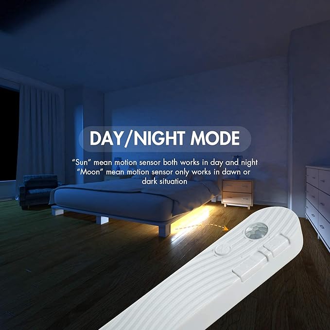 Sensky Motion Sensor Strip Lights Rechargeable Motion Activated LED Strip Light Dimmable Cabinet Light Strip for Wardrobe, Cabinet, Pantry, Closet(1M, Cool White)