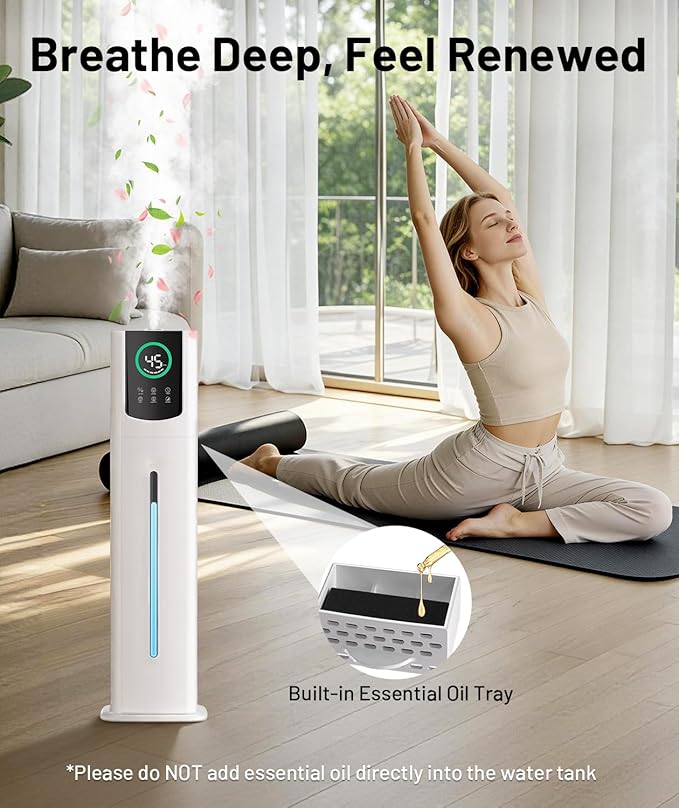 AreShark 2.4 Gal/9L Humidifier for Bedroom, Large Room 500ft², Cool Mist Air Humidifiers with 75H Runtime, Humidity Setting, Easy to Clean, Top Fill, 30dB Quiet, for Plants, Adults, Nursery, Kids