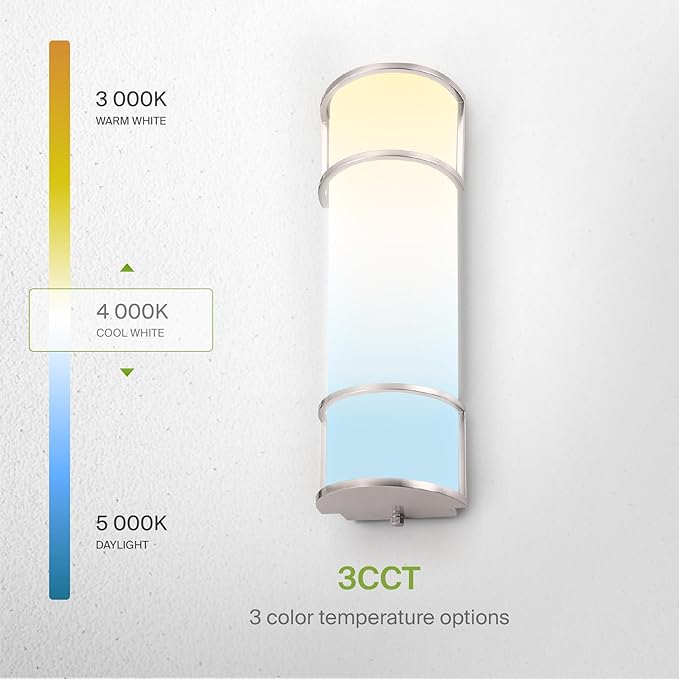 ASD LED 18" Vanity Flush Mount Light Fixture, Linear Bathroom Lighting Bar | 3CCT, Dimmable, ETL Listed | 20W 2300LM 3000-5000K 100-277V | Long Tube Bath Wall Sconce Over Mirror | Nickel, 4 Pack