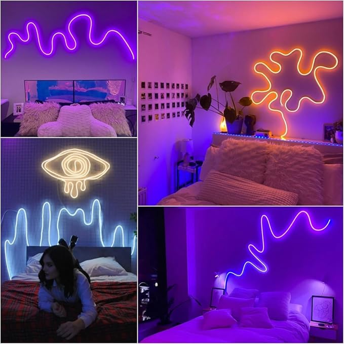 Neon Rope Light Mounting Brackets, 50PCS Neon Lights Install Fixing Clips Accessories for 6x12mm LED Neon Flexible Strip Lighting, Neon Signs DIY(50 Screws, 50 Clips)