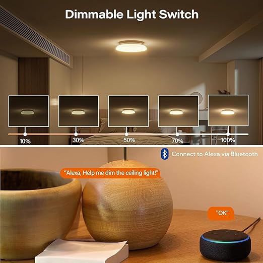 Smart Dimmer Light Switch, Single Pole, Alexa Compatible, No Hub Required, White, Toggle Switch, ON-OFF-ON Operation
