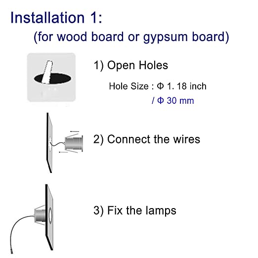 LED Step Lights Outdoor Indoor,1W 12V-24V DC, Waterproof IP67,Aluminum,3000K Warm White,Stair Lighting,Stairway Foot Lamps (A1-Horizontal)