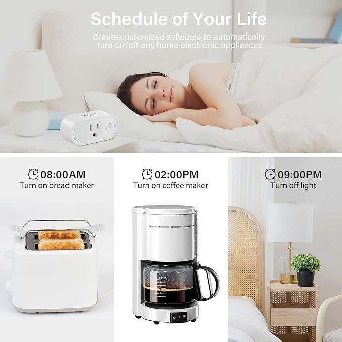 Sengled Smart Plug, S1 Auto Pairing with Alexa Devices, Energy Monitoring, Smart Outlet Remote Control, 15A Smart Socket, 1800W, Timer & Schedule, Bluetooth Mesh Smart Home, No Hub Required, 4-Pack