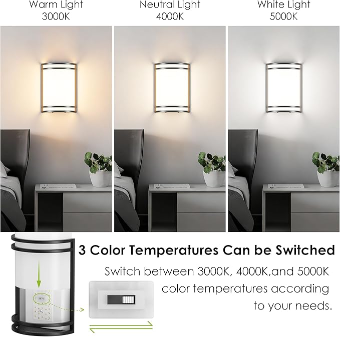 Aipsun Black Wall Sconces Set of Two, Hardwired Indoor 15W LED Modern Black Wall Sconce Lighting Dimmable Wall Lights for Living Room Hallway Bedroom