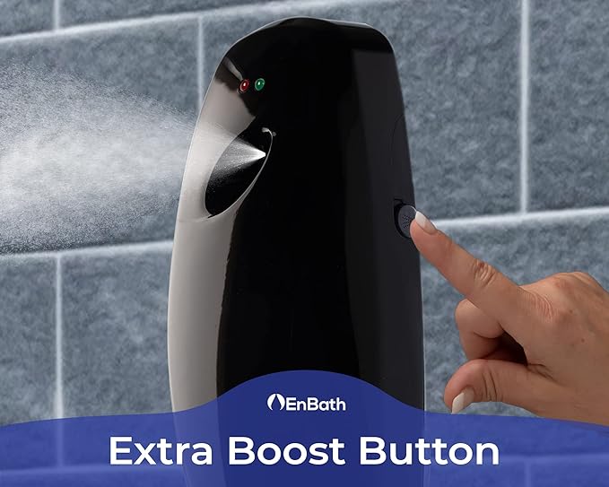 Automatic Air Freshener Spray Dispenser (2-Pack) Wall Mounted or Free Standing, Commercial and Home Use, Multiple Time Scent/Mist Release Settings for Room/Restroom Sprayer (Black)