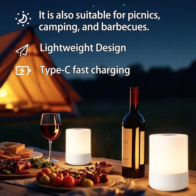 Touch Bedside Lamp, Portable Night Light, 3-Color Dimmable LED, USB Rechargeable with Remote & Timer for Bedroom, Nursery, Camping (A-Light-Touch&Remote)