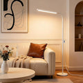 White 12W LED Bright Reading Floor Lamp for Living Room Bedroom Bedside Office Library, Eye-protection flicker-free adjustable from 3000-6000K ,Eyelash Tattoo Makeup Tall Standing Dimming Light