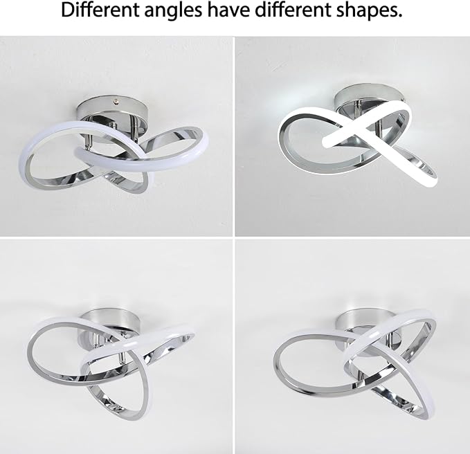 CANEOE Hallway Light Acrylic Modern LED Ceiling Light Fixtures Cool White 6000K Close to Ceiling Lights for Bedroom Bathroom Kitchen Balcony Corridor Stair Aisle Curved Creative Design Celing lamp