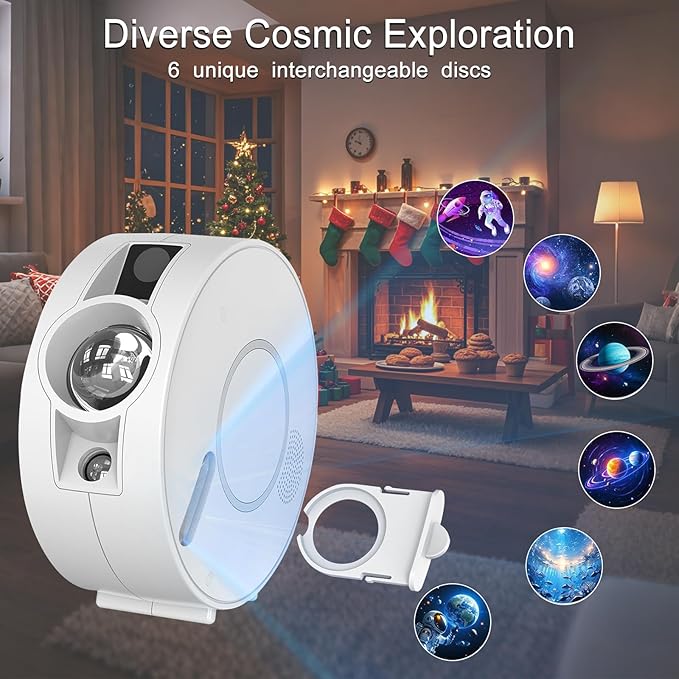 NUNET Smart Galaxy Star Projector for Bedroom - APP Voice Control Bluetooth Speaker, Rotatable Nebula Night Light with 6 HD Slides & 37 White Noises Timer, Kids Ceiling Sky Stars Room Decor Light