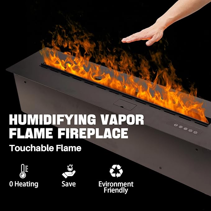 3D Water Vapor Fireplace Smart APP Electric Flame Decoration Steam Fireplace Humidifier for Office, Home, Hotel,Restaurant(Color,78.7")