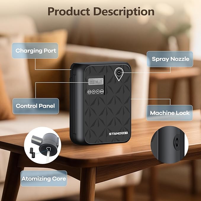 Waterless Essential Oil Diffuser, Hotel Scent Diffuser, Essential Oil Diffuser Large Room Up to 3000 Sq.Ft, 500mL Capacity Home Diffusers for Large Home, Whole House Air Freshener (Black)