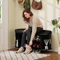 Entryway Bench with Storage: 35.4" Wooden Bedroom Shoe Bench with Thickened Padded Seat Cushion, Mid Century Modern Fluted Sliding Door and Adjustable Shelf, for Entryway, Living Room