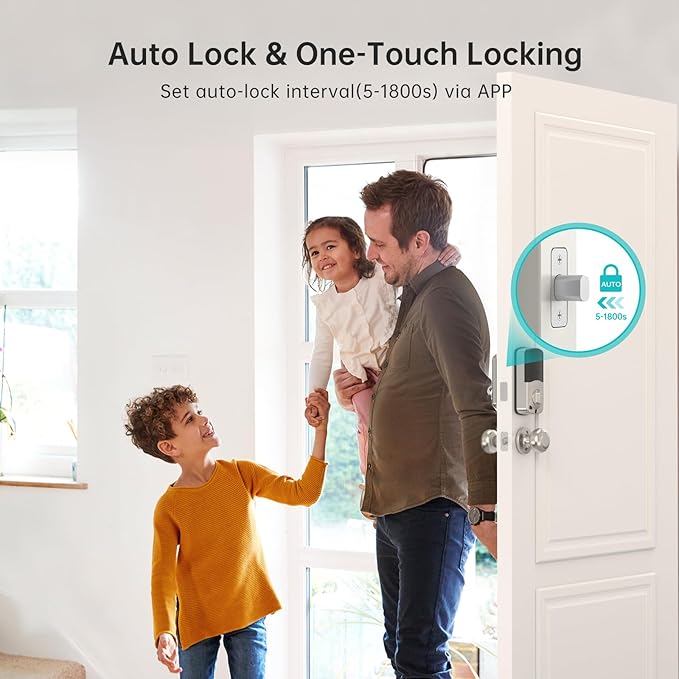 WiFi Smart Door Lock：Hornbill keyless Entry Door Lock with Handle,Fingerprint Smart Lock with 2 Knobs, Alexa Bluetooth Remote APP Control,Auto Locking for Home Hotel,Satin Nickel